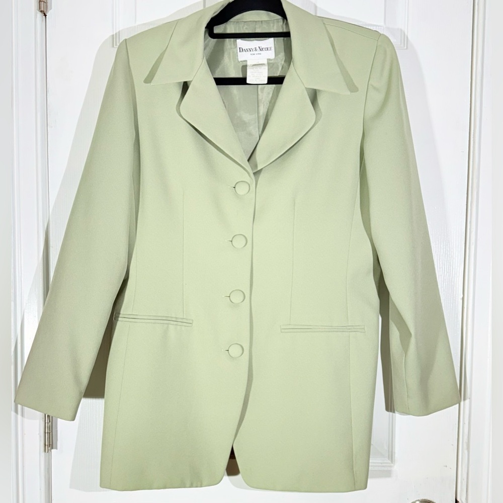 Danny & Nicole Green Tailored Blazer with Notched Lapel Lined